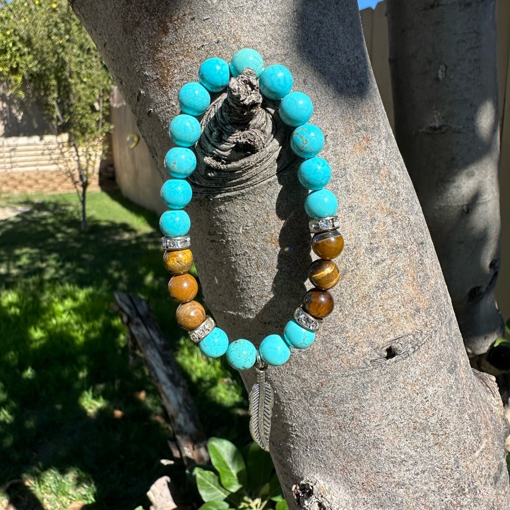 Turquoise and Tiger’s Eye Beaded Bracelet